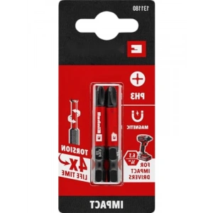 Darbeli Bit Seti, 2 Parça, 50 mm, PH3, S2 Çelik ve Torsiyon Bölgesi