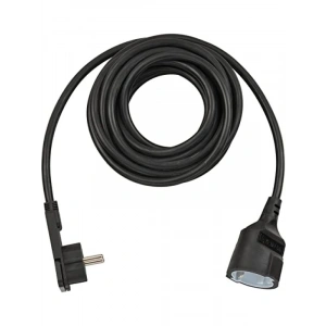 Darbeye Dayanıklı Yassı Fişli Uzatma Kablosu, 5 m, Siyah