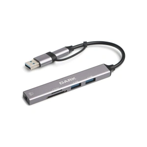 Dark USB-C & USB-A to 5 Port 2xUSB-A, 3.5mm Audio (DK-AC-USB250)