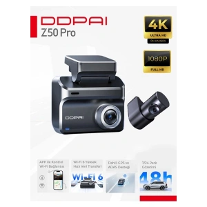 DDPAI Z50 Pro Araç içi Kamerası NightVIS 2.0 Gece Görüşü Çarpışma Algılama