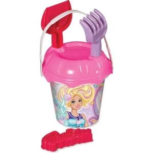 Dede Barbie Temalı Küçük Kova Set (Suluklu) Pembe Renkli 5 Parça Plaj Oyun Seti