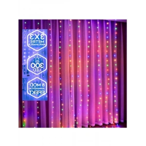 Dekoratif 300 LED Perde Işık, 3x3 Metre, Kumandalı, Çok Renkli