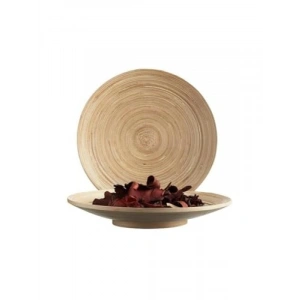 Dekoratif Ahşap Bambu Tabak - 30cm Çap