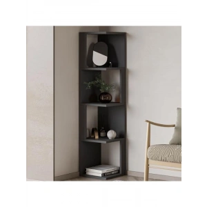 Dekoratif Köşe Kitaplık, Modern Antrasit Raf Ünitesi