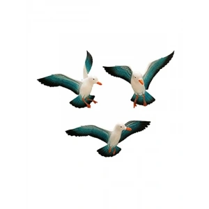 Dekoratif Üçlü Kuş Duvar Süsü - Polyester Malzeme