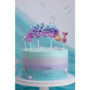 Deniz Kızı Temalı 5li Doğum Günü Pasta Mum Seti