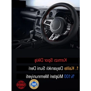 Deri Direksiyon Kılıfı, Dacia Sandero İçin Kırmızı Yüzüklü Tasarım