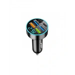 Dijital Ekranlı Araç Şarj Cihazı - 4 USB, Hızlı Şarj Özelliği