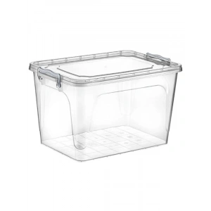 Dikdörtgen Şeffaf Plastik Erzak Kabı, Çıt Çıt Kapaklı, 27.5 L