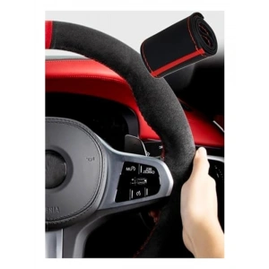Dikmeli Direksiyon Kılıfı, Alkantra, Kırmızı Yüzüklü