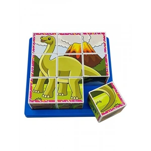 Dinozor Temalı 3D Puzzle Seti, 9 Küp ile Eğlenceli Yapboz