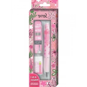 Doğa Desenli Deep Kalem, Deep Silgi ve Deep Min, 0.7 mm, Şeker Pembe