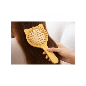 Doğal Ahşap Bambu Kedi Figürlü Antistatik Saç Tarağı
