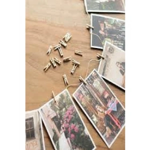 Doğal Ahşap Dekoratif Mandal Seti, 50 Adet