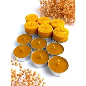Doğal Balmumu Tealight Mum Seti, 12 Adet, Sarma