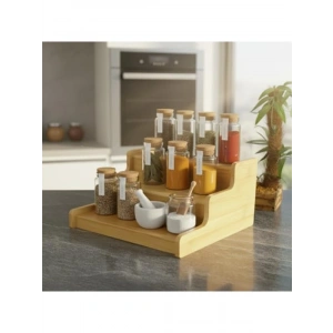 Doğal Bambu 3 Katlı Baharatlık Rafı, Çok Amaçlı Mutfak ve Banyo Organizer