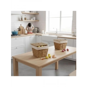 Doğal Hasır Saklama Sepeti - 25x25x30 cm