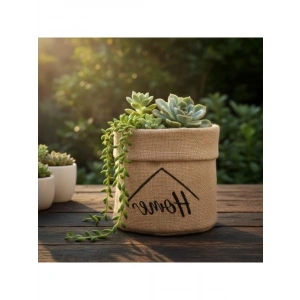 Doğal Jüt Saksı Kılıfı, 14cm Çap, 15cm Yükseklik
