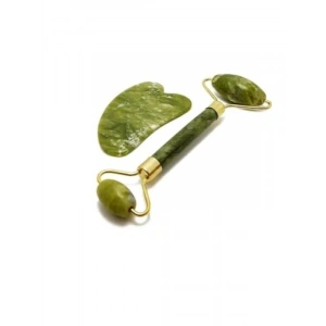 Doğal Yeşim Taşı Yüz Masaj Seti - Roller ve Gua Sha