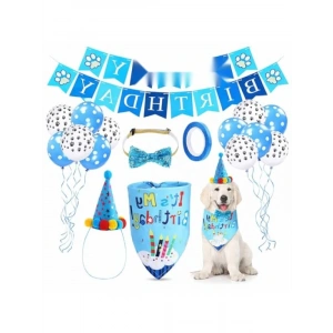 Doğum Günü İçin Evcil Hayvan Süsleme Seti - Mavi