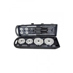 Döküm Plaka ile 50 kg Krom Dambıl ve Halter Seti