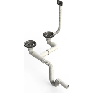 Donau 351-310 Çöpmak Çiftli Küvet Taşmalı Evye Sifonu Flex Gövde Ø 40-50 mm