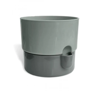 Dora Saksı Tabaklı Çiçek Kaktüs Saksısı Parlak Plastik Saksı (1 Adet, Gri, 2L, 16cm)