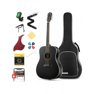 Dreadnought Akustik Gitar Seti, Siyah Renk Seçeneği