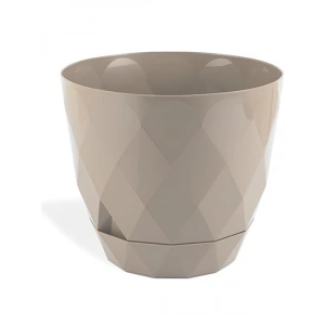 Drenajlı Plastik Çiçek Saksısı, 2.4 Litre Kapasite, Bej Renk