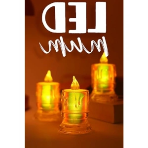 Dumansız Alevli 3 Adet Led Mum, Dekoratif Işık ve Pil Dahil