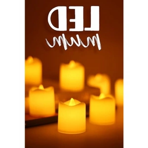 Dumansız Alevli 8 Adet Pilli Mini Led Mum Seti, Dekoratif Işıklandırma