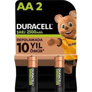 Duracell AA Şarjlı 2500 mA Pil 2li