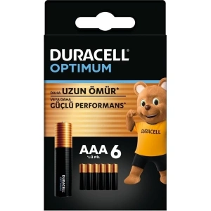 Duracell Optimum AAA Pil (6’lı paket), Alkalin Pil 1,5V, LR03 MX2400
