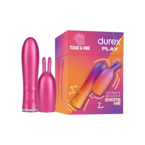 Durex 2’si 1 Arada Vibratör ve Uyarıcı Başlık – Çoklu Titreşim Modu, Su Geçirmez Silikon, Ergonomik Tasarım
