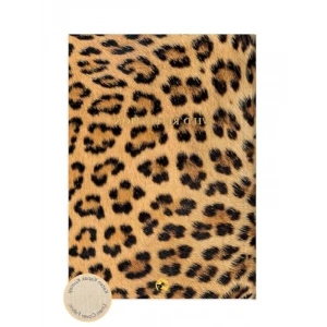 Düz Leopar Desenli 17x24 cm Keten Ciltli Defter