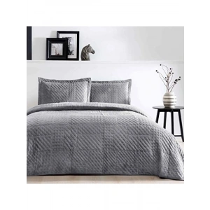 Düz Polyester Yatak Örtüsü Seti, Antrasit, Çift Kişilik