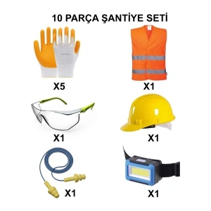 Ege Arge 10 Parça Baret Eldiven Şantiye Seti