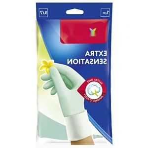 Ekstra Hassas Doğal Lateks Temizlik Eldiveni, Pamuklu İç Yüzey, Boy: S