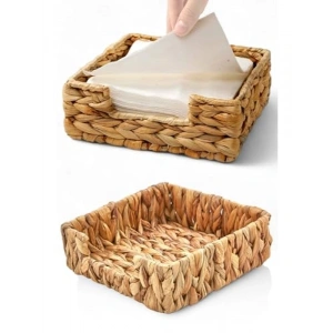 El Yapımı Doğal Hasır Peçetelik (19*19*7 cm)