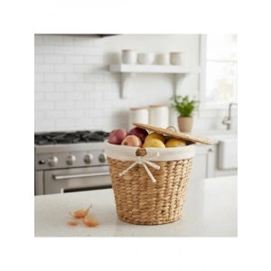 El Yapımı Doğal Hasır Saklama Sepeti - 25x25x25 cm