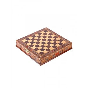 El Yapımı Masif Ahşap Sandıklı Satranç Tahtası