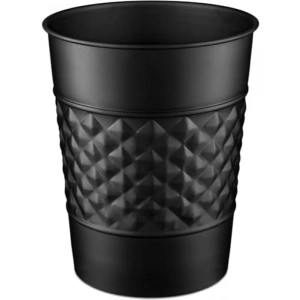 El Yapımı Metal Geometrik Tasarımlı Siyah Çöp Sepeti