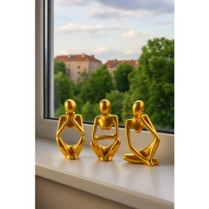 El Yapımı Minimalist 3lü Figür Seti - Gold
