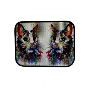 Elekli Desenli Kedi Tuvalet Önü Paspası, 60 x 45 cm