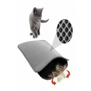 Elekli Kedi Tuvalet Önü Paspası, Gri, 60x42 Cm