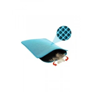 Elekli Kedi Tuvalet Önü Paspası - Turkuaz 60x42 cm