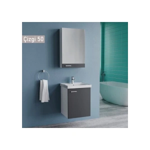 Era Çizgi 50 cm Antrasit Banyo Dolabı