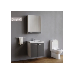 Era Çizgi 60 cm Antrasit Banyo Dolabı