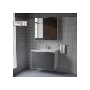 Era Çizgi 80 cm Antrasit Banyo Dolabı