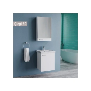 Era Wons Çizgi 50 cm Beyaz Mdf Banyo Dolabı Takımı